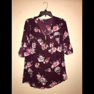 Small floral maroon shirt